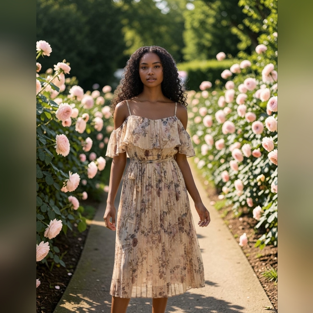 Candleite Floral Maxi Dress - Cream and Blue & Gold Floral